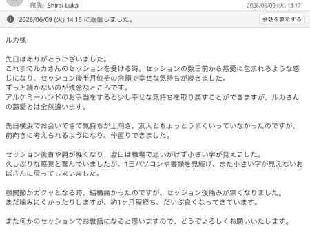 心と体が喜ぶ癒しフェスティバル：横浜にご来場下さったK.K様からいただいた感想